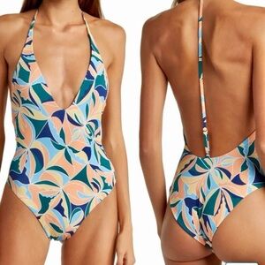 ONIA HELENE SWIMSUIT Blue Colorful Size Large NWT
